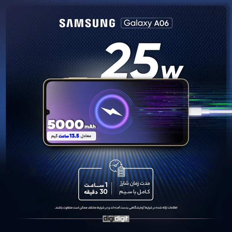 گوشی موبایل سامسونگ مدل Galaxy A06 دو سیم کارت ظرفیت 64 گیگابایت و رم 4 گیگابایت