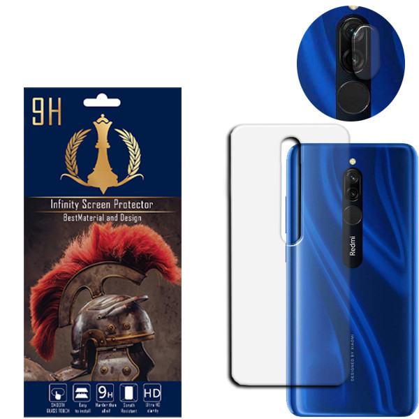 محافظ لنز دوربین اینفینیتی مدل R8 مناسب برای گوشی موبایل شیائومی REDMI 8 به همراه محافظ پشت گوشی