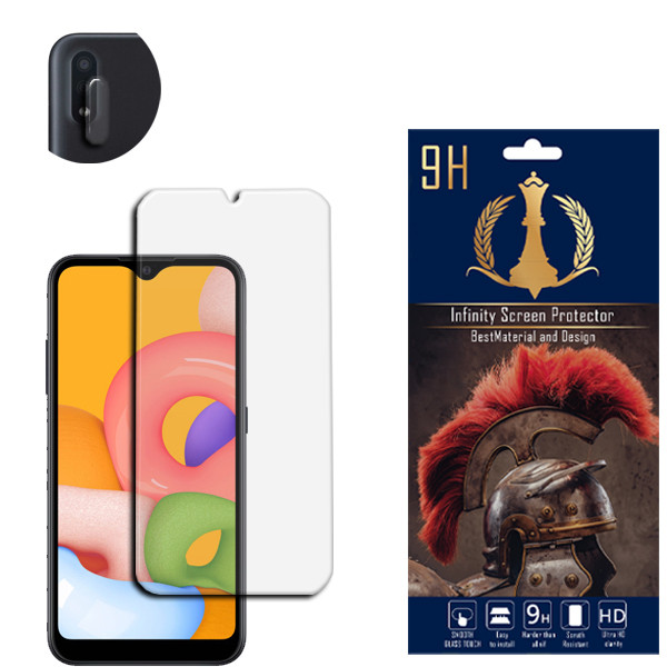 محافظ لنز دوربین اینفینیتی مدل PRO MAX مناسب برای گوشی موبایل سامسونگ Galaxy A01 به همراه محافظ صفحه نمایش