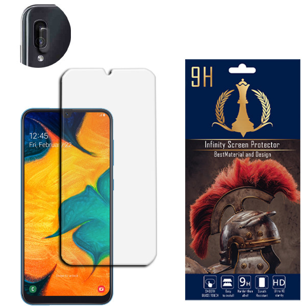 محافظ لنز دوربین اینفینیتی مدل PRO MAX مناسب برای گوشی موبایل سامسونگ Galaxy A30 به همراه محافظ صفحه نمایش
