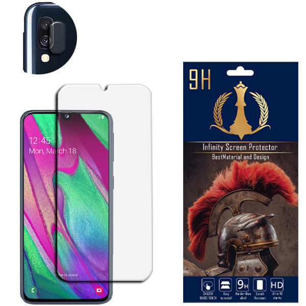 محافظ لنز دوربین اینفینیتی مدل PRO MAX مناسب برای گوشی موبایل سامسونگ Galaxy A40 به همراه محافظ صفحه نمایش