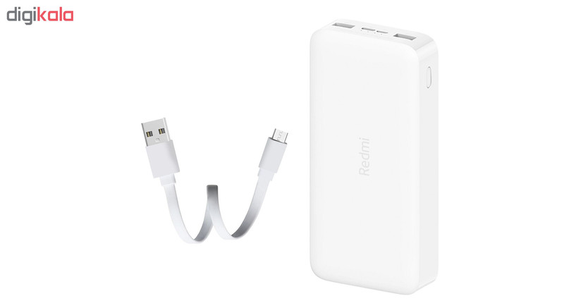 پاوربانک شیائومی مدل Redmi ظرفیت 20000 میلی آمپرساعت به همراه کابل تبدیل microUSB