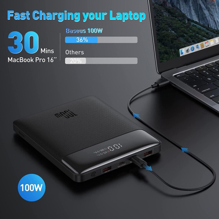 پاوربانک بیسوس مدل Blade HD Edition 100W ظرفیت 20000 میلی آمپر ساعت