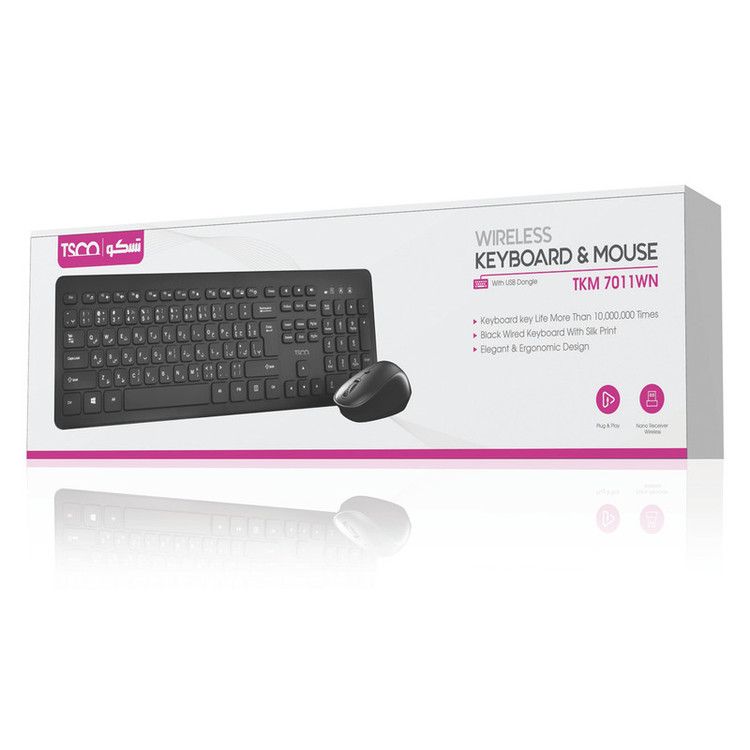 کیبورد و ماوس بی سیم تسکو مدل TKM 7011WN سوئیچ ممبران، Full-Size