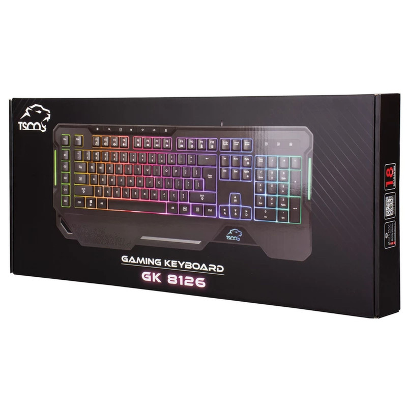 کیبورد گیمینگ تسکو مدل GK 8126، سوییچ ممبران، Full-Size، نورپردازی RGB