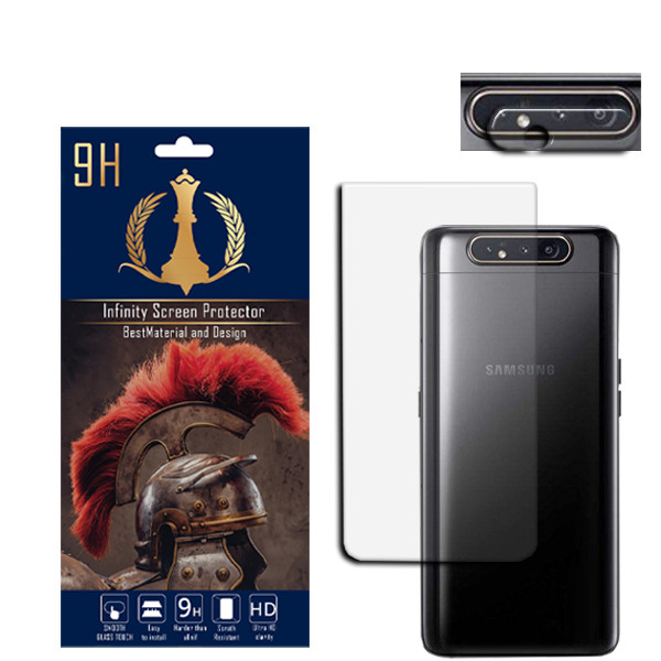 محافظ لنز دوربین اینفینیتی مدل A80 مناسب برای گوشی موبایل سامسونگ GALAXY A80 به همراه محافظ پشت گوشی