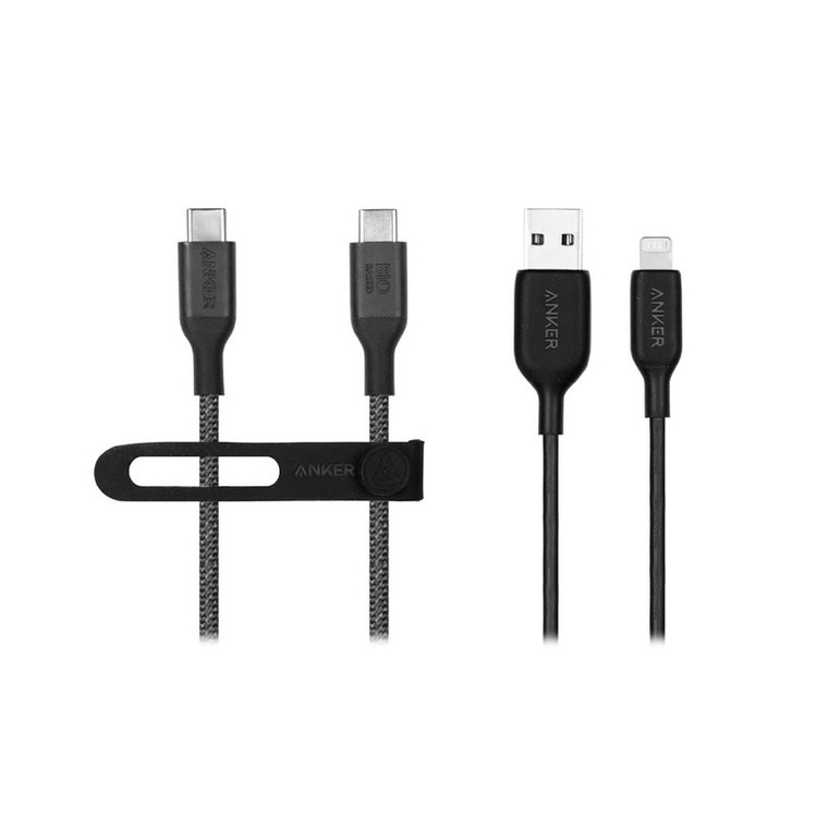 کابل USB-C انکر مدل A80F5H11 طول 0.9 متر به همراه کابل USB-A به لایتنینگ انکر مدل A8812H11 طول 0.9 متر