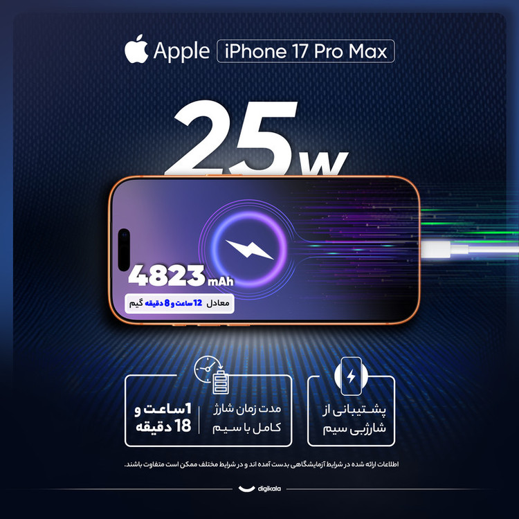 گوشی موبایل اپل مدل iPhone 17 Pro Max ZAA تک سیم کارت + eSim ظرفیت 256 گیگابایت و رم 12 گیگابایت - نات اکتیو و رجیستر شده