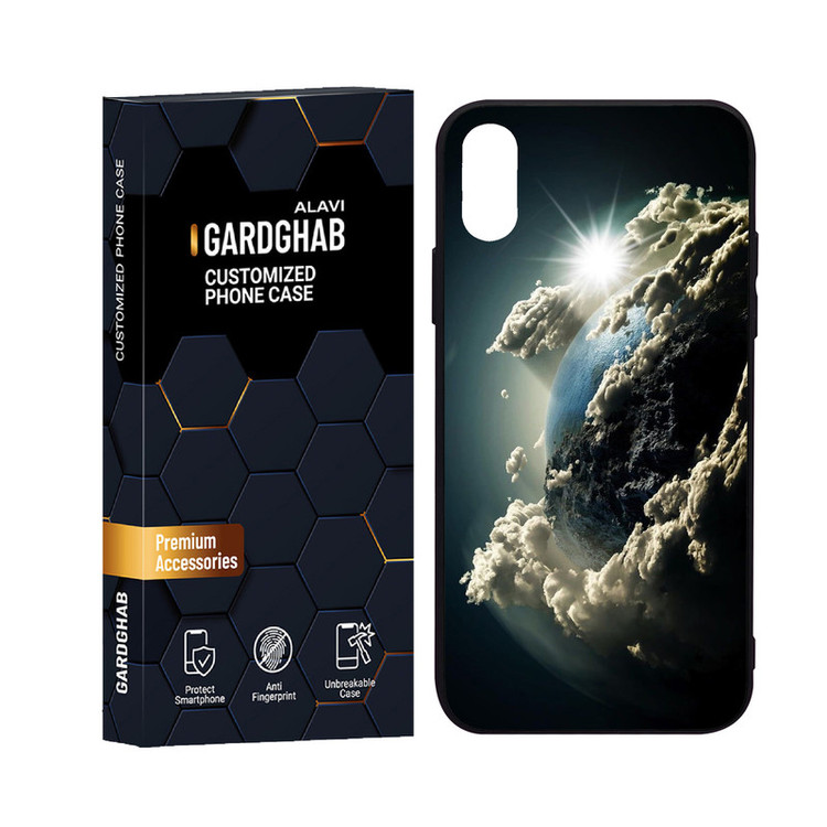 کاور گارد قاب علوی مدل دورژله پشت گلس کهکشان مناسب برای گوشی موبایل اپل iPhone X / XS