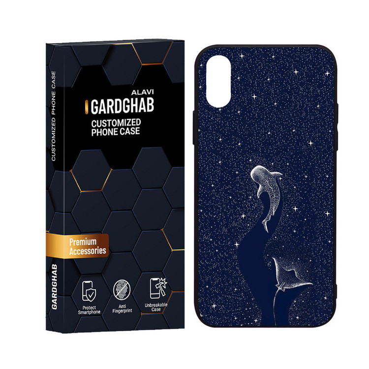 کاور گارد قاب علوی مدل دورژله ای پشت گلس هنری مناسب برای گوشی موبایل اپل iPhone X / XS