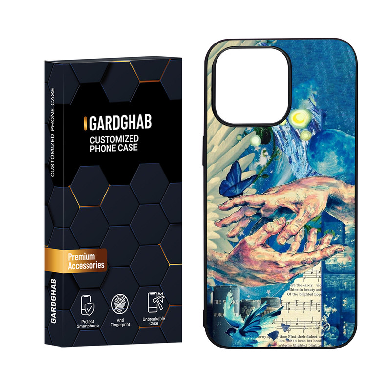 کاور گارد قاب مدل دور ژله ای پشت گلس هنری مناسب برای گوشی موبایل اپل iPhone 15 Pro Max