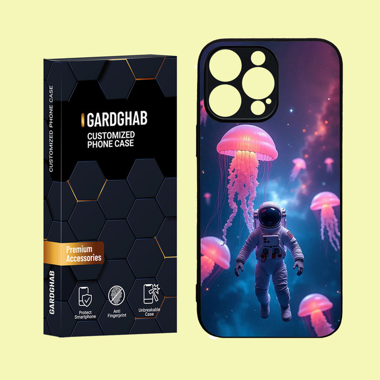 کاور گارد قاب مدل دور ژله ای پشت گلس کهکشان مناسب برای گوشی موبایل اپل iPhone 16 Pro Max