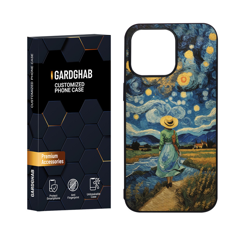کاور گارد قاب مدل دور ژله ای پشت گلس هنری مناسب برای گوشی موبایل اپل iPhone 15 Pro Max