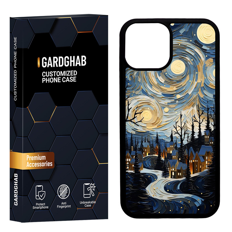 کاور گارد قاب مدل دورژله ای پشت گلس هنری مناسب برای گوشی موبایل اپل iPhone 13 Mini