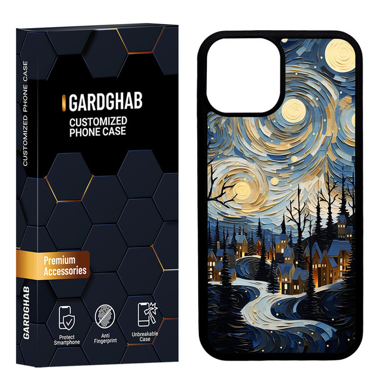 کاور گارد قاب مدل دورژله ای پشت گلس هنری مناسب برای گوشی موبایل اپل iPhone 13 Mini