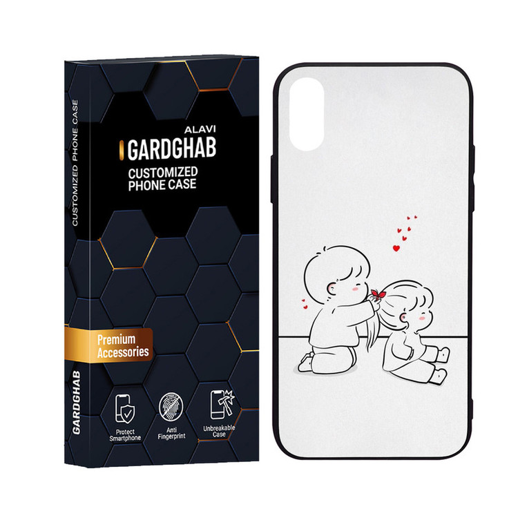 کاور گارد قاب علوی مدل دورژله ای پشت گلس فانتزی مناسب برای گوشی موبایل اپل iPhone X/XS