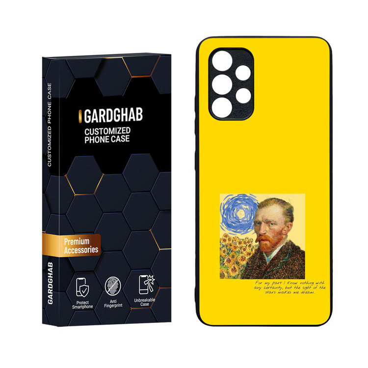 کاور گارد قاب مدل دورژله ای پشت گلس هنری مناسب برای گوشی موبایل سامسونگ Galaxy A32 4G