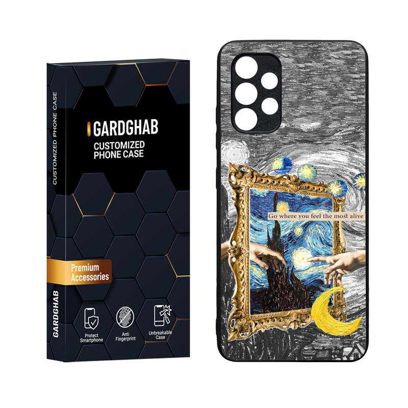 کاور گارد قاب مدل دورژله ای پشت گلس هنری مناسب برای گوشی موبایل سامسونگ Galaxy A32 4G