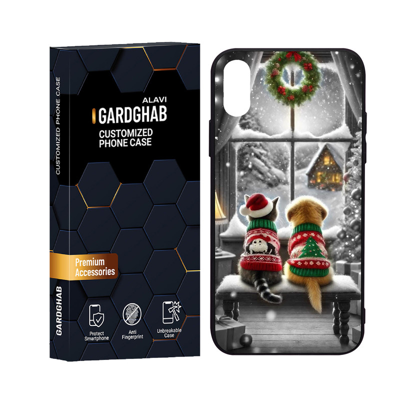 کاور گارد قاب علوی مدل دورژله ای پشت گلس هنری مناسب برای گوشی موبایل اپل iPhone X / XS