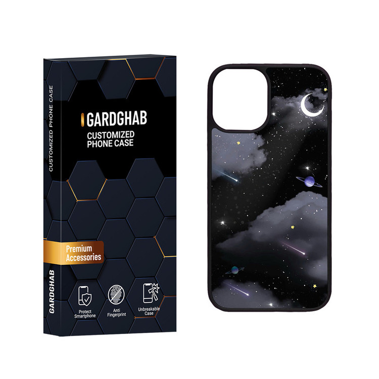 کاور گارد قاب مدل دور ژله ای پشت گلس هنری مناسب برای گوشی موبایل اپل iPhone 12 Mini