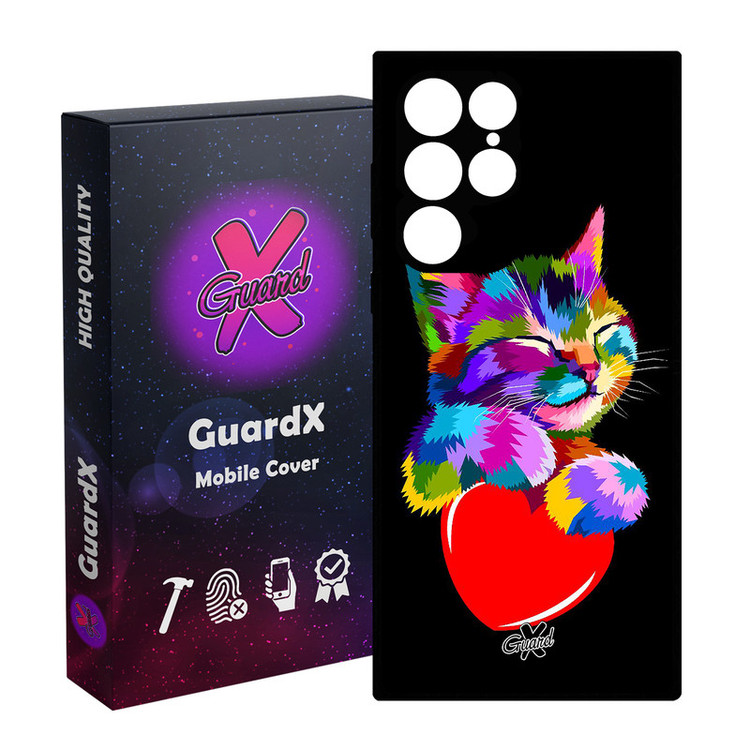 کاور گارد ایکس طرح گربه مدل Glass10269 مناسب برای گوشی موبایل سامسونگ Galaxy S23 Ultra