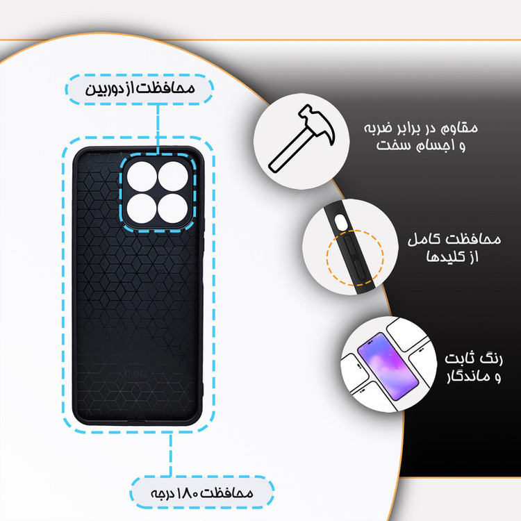 کاور گارد قاب مدل دورژله ای ساده مناسب برای گوشی موبایل آنر X8a 4G
