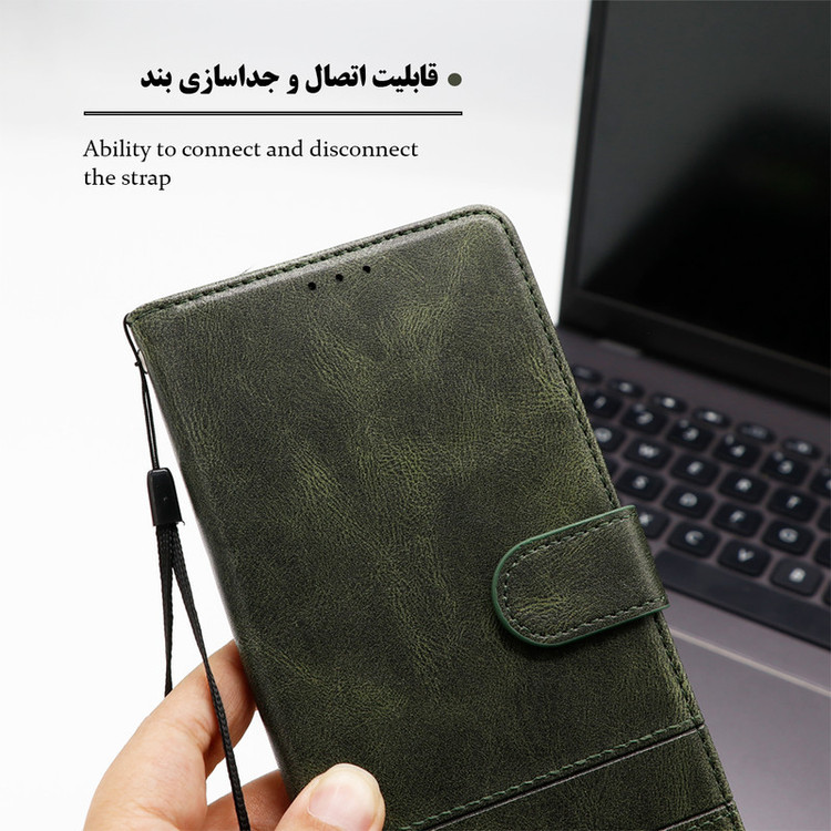 کیف کلاسوری گرین گارد مدل چرمی RD Kit مناسب برای گوشی موبایل شیائومی Redmi Note 12 4G به همراه بندآویز
