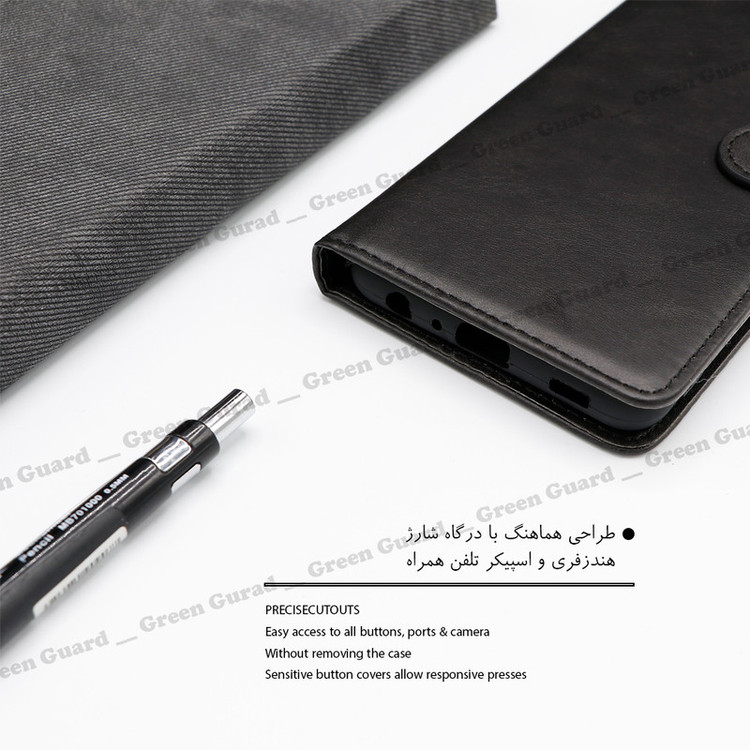 کیف کلاسوری گرین گارد طرح چرمی مدل Landing مناسب برای گوشی موبایل سامسونگ Galaxy A72 به همراه بند آویز