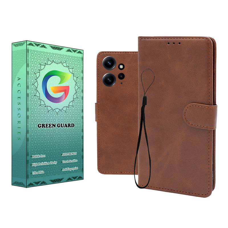 کیف کلاسوری گرین گارد طرح چرمی مدل Landing مناسب برای گوشی موبایل شیائومی Redmi Note 12 4G به همراه بند آویز
