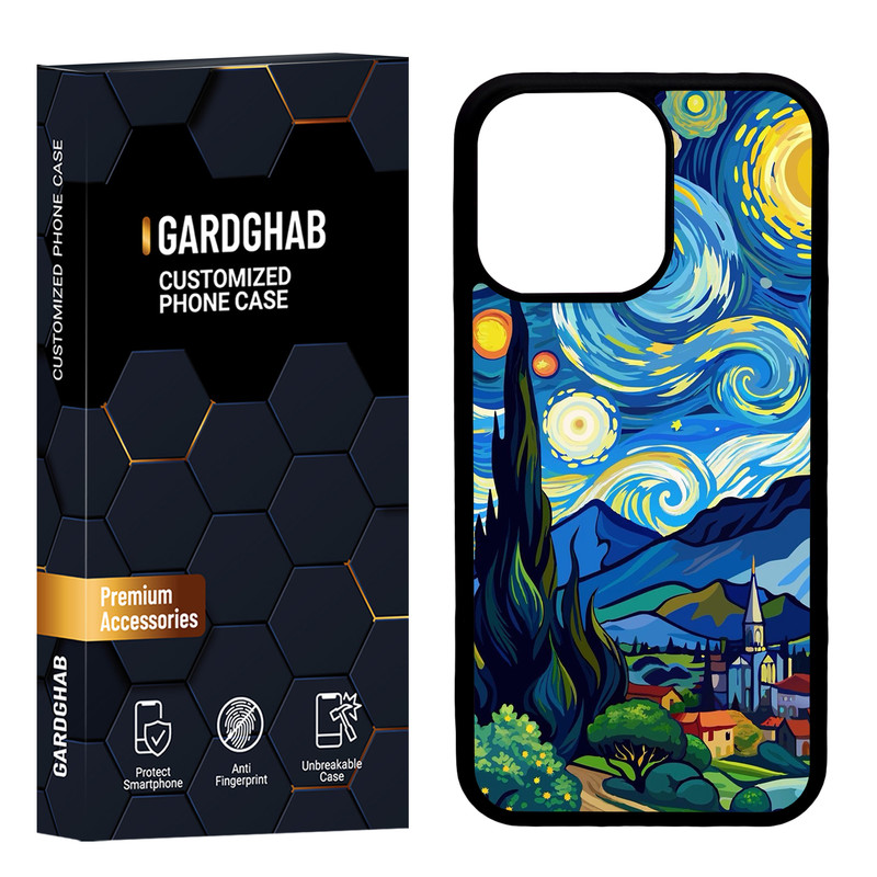 کاور گارد قاب مدل پشت گلس هنری مناسب برای گوشی موبایل اپل iPhone 13 Pro