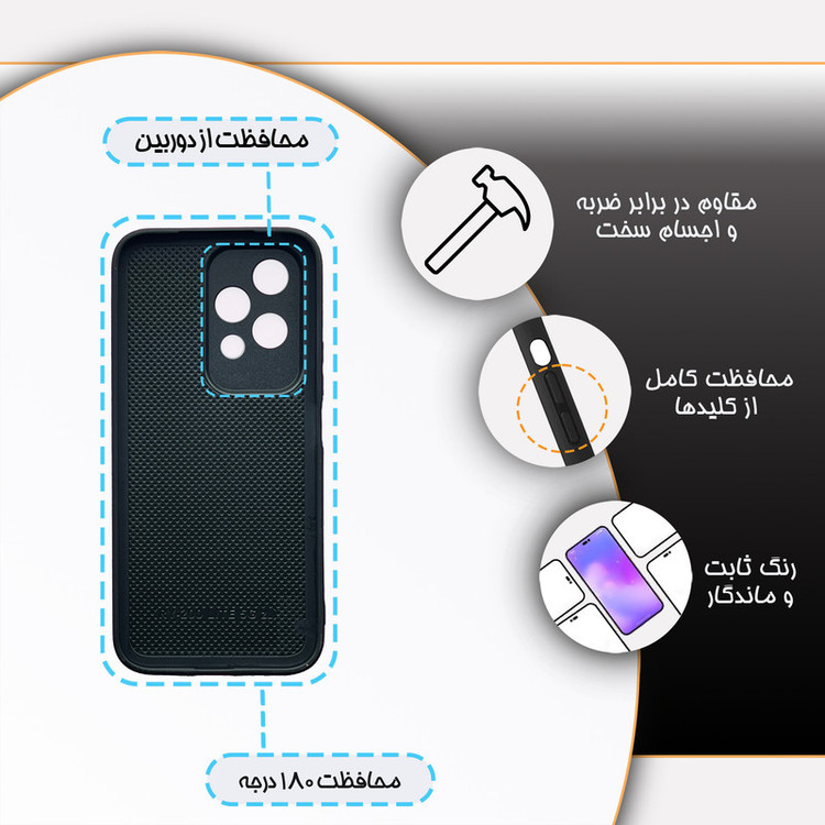 کاور گارد قاب مدل دور ژله ای پشت گلس پسرانه مناسب برای گوشی موبایل آنر 200Lite 5G