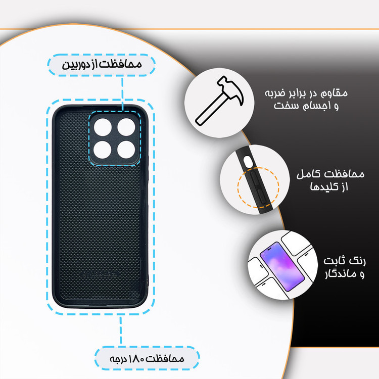 کاور گارد قاب مدل دور ژله ای پشت گلس کهکشان مناسب برای گوشی آنر Honor X8b 4G
