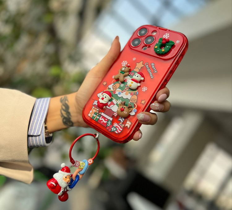 قاب مدل کریسمس قرمز مناسب برای گوشی آیفون iPhone 14 pro کد Tor-۱