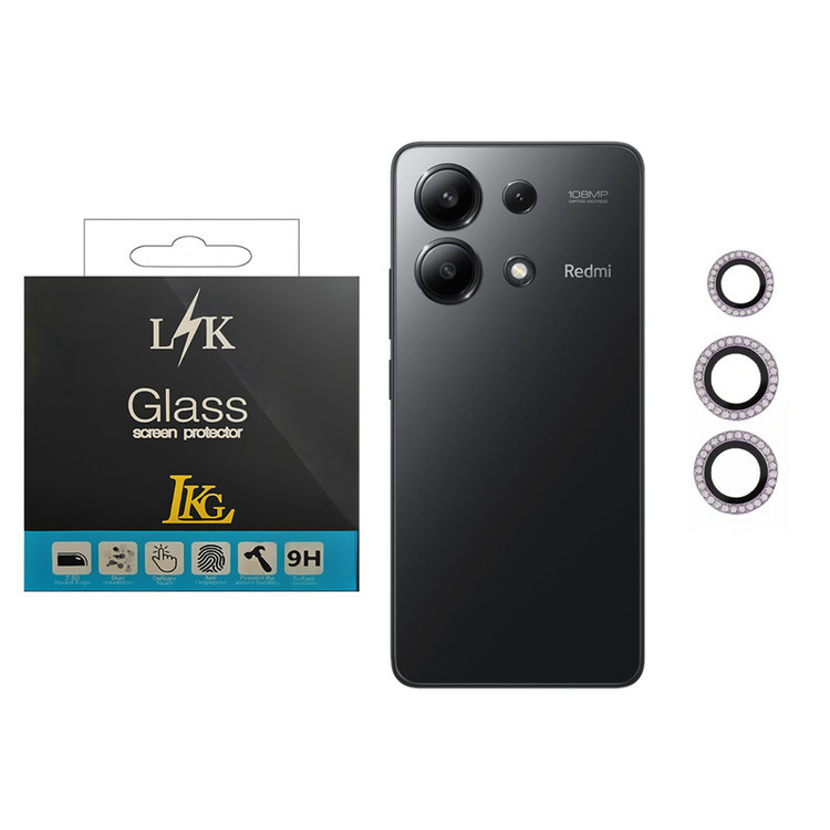 محافظ لنز دوربین ال کا جی مدل نگین دار مناسب برای گوشی موبایل شیائومی Redmi Note 13 4G