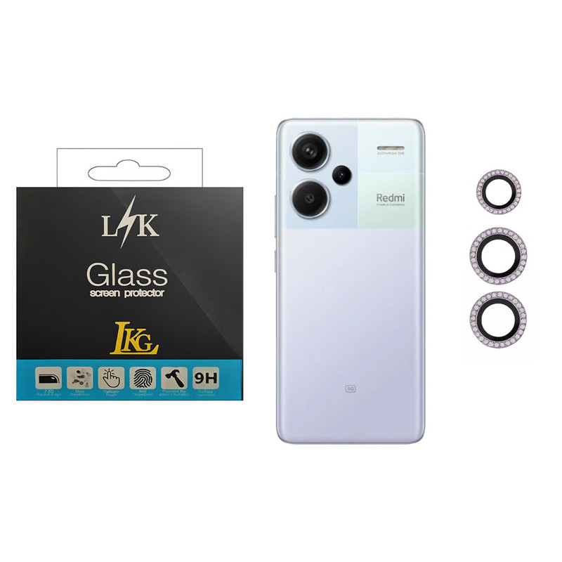 محافظ لنز دوربین ال کا جی مدل نگین دار مناسب برای گوشی موبایل شیائومی Redmi Note 13 Pro Plus 5G
