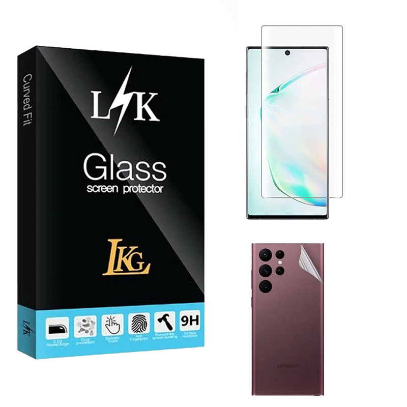 محافظ صفحه نمایش ال کا جی مدل UV مناسب برای گوشی موبایل سامسونگ Galaxy S22 Ultra 5G به همراه محافظ پشت گوشی