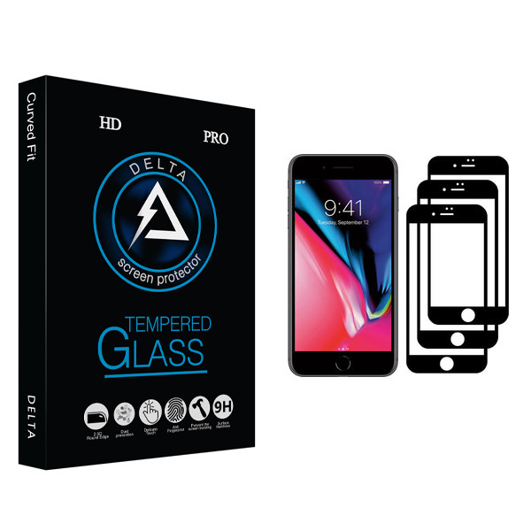 محافظ صفحه نمایش دلتا مدل Fit مناسب برای گوشی موبایل اپل iPhone 7 بسته سه عددی
