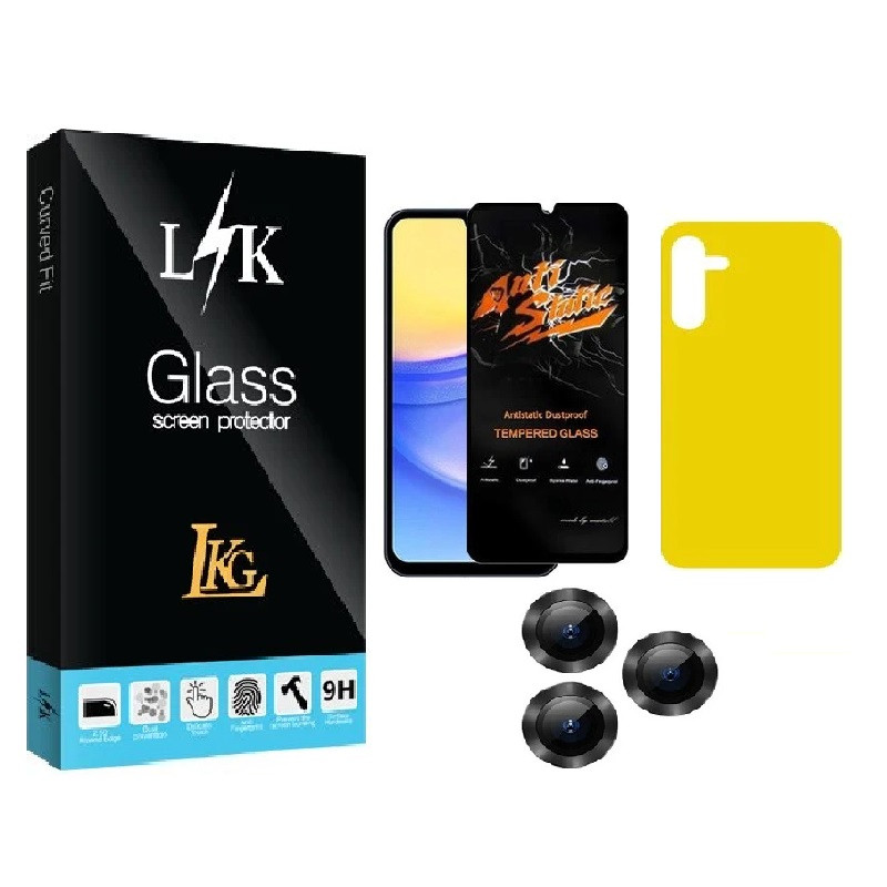 محافظ صفحه نمایش ال کا جی مدل LKK Antistatic مناسب برای گوشی موبایل سامسونگ GALAXY A16 به همراه محافظ پشت گوشی و لنز دوربین
