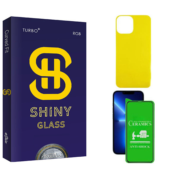 محافظ صفحه نمایش سرامیکی آتوچبو مدل Shiny مناسب برای گوشی موبایل اپل iPhone 13 به همراه محافظ پشت گوشی