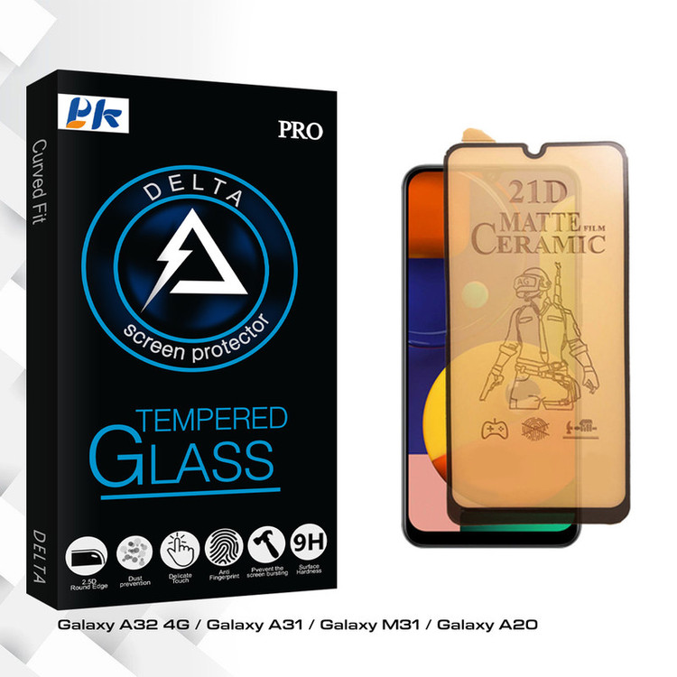 محافظ صفحه نمایش سرامیکی مات پی کی مدل Delta Glass مناسب برای گوشی موبایل سامسونگ Galaxy A32 4G / Galaxy A31 / Galaxy M31 / Galaxy A20