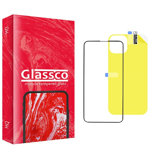 محافظ صفحه نمایش شیشه ای گلس کو مدل CGo1 مناسب برای گوشی موبایل اپل iPhone 13  به همراه محافظ پشت گوشی