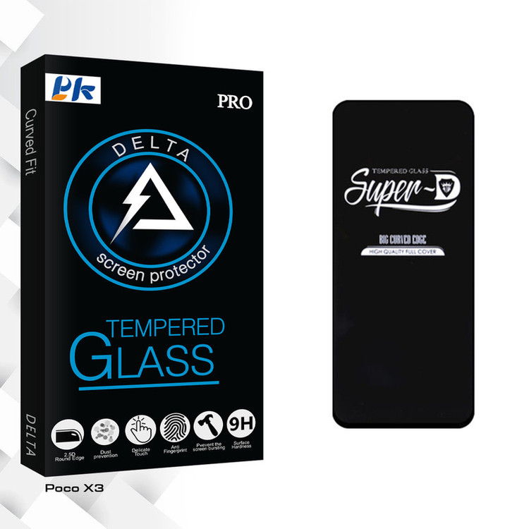 محافظ صفحه نمایش پی کی مدل Delta GlassSuper D مناسب برای گوشی موبایل شیائومی Poco X3