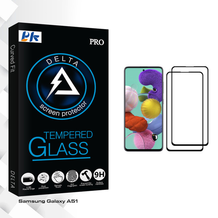 محافظ صفحه نمایش پی کی مدل Delta Glass مناسب برای گوشی موبایل سامسونگ Galaxy A51 بسته دو عددی