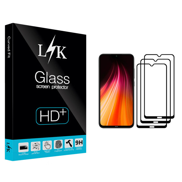 محافظ صفحه نمایش ال کی مدل +HD مناسب برای گوشی موبایل شیائومی Redmi Note 8 بسته سه عددی