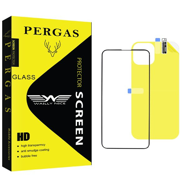 محافظ صفحه نمایش شیشه ای وایلی نایس مدل Pergas مناسب برای گوشی موبایل اپل iPhone 15 Pro Max  به همراه محافظ پشت گوشی