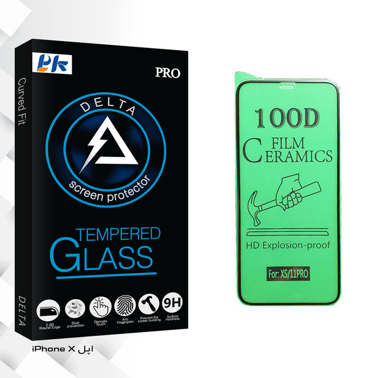 محافظ صفحه نمایش سرامیکی پی کی مدل Delta Glass مناسب برای گوشی موبایل اپل iPhone X