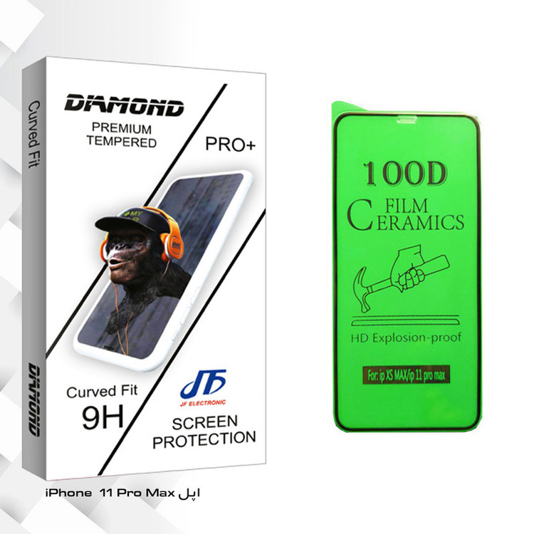 محافظ صفحه نمایش سرامیکی جی اف مدل Diamond glass مناسب برای گوشی موبایل اپل iPhone 11 Pro Max