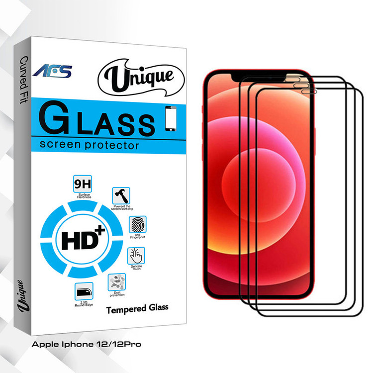 محافظ صفحه نمایش سرامیکی ای اف اس مدل Unique Glass مناسب برای گوشی موبایل اپل Iphone 12 بسته سه عددی