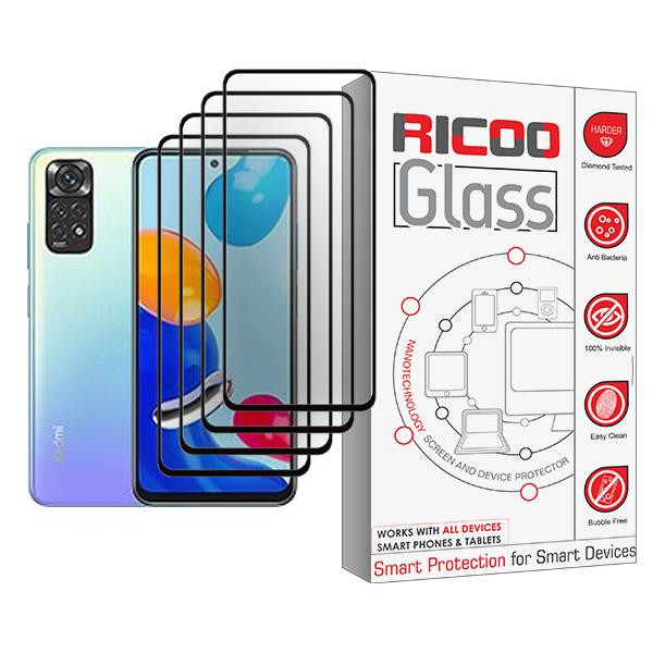 محافظ صفحه نمایش ریکو مدل Ricoo Glass MIX004 مناسب برای گوشی موبایل شیائومی Redmi Note 11 بسته چهار عددی