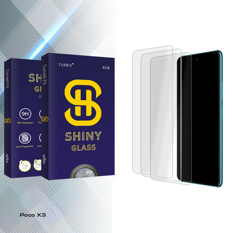 محافظ صفحه نمایش شیشه ای آتوچبو مدل Shiny Glass MIX3 مناسب برای گوشی موبایل شیائومی Poco X3 بسته سه عددی